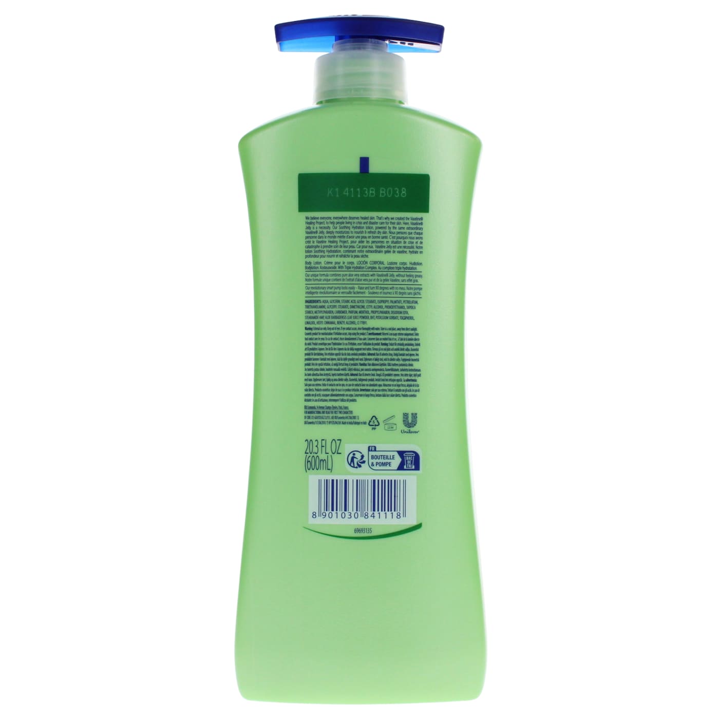 VASELINE 600ML B/LOTION SOOTHING PUMP