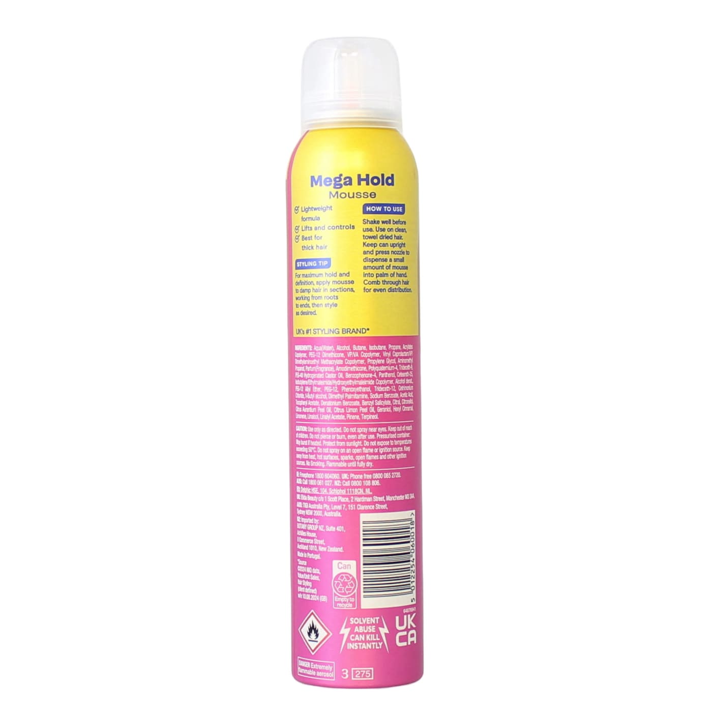 VO5 200ml Mousse Mega Hold (New Pack)