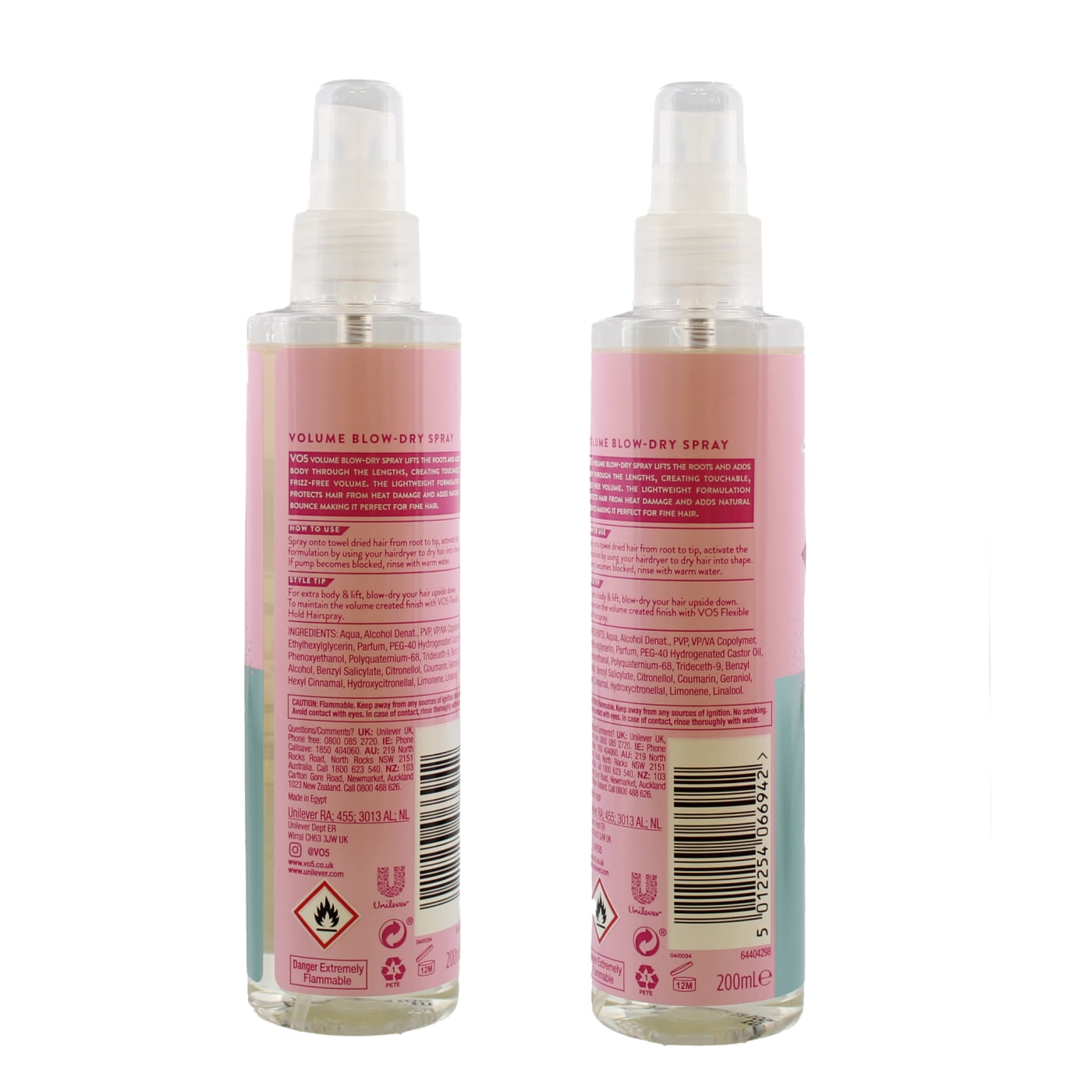 VO5 200ML VOLUME BLOW DRY SPRY (NEW PK)