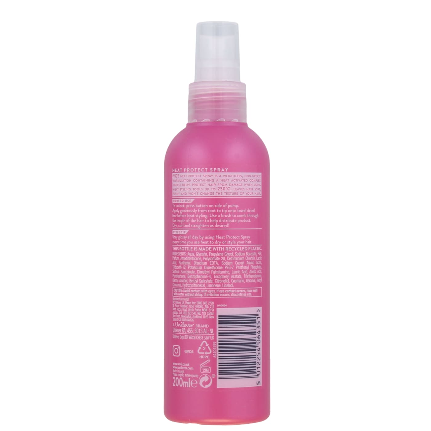 VO5 200ML HAIR SPRAY HEAT PROTECT SPRAY