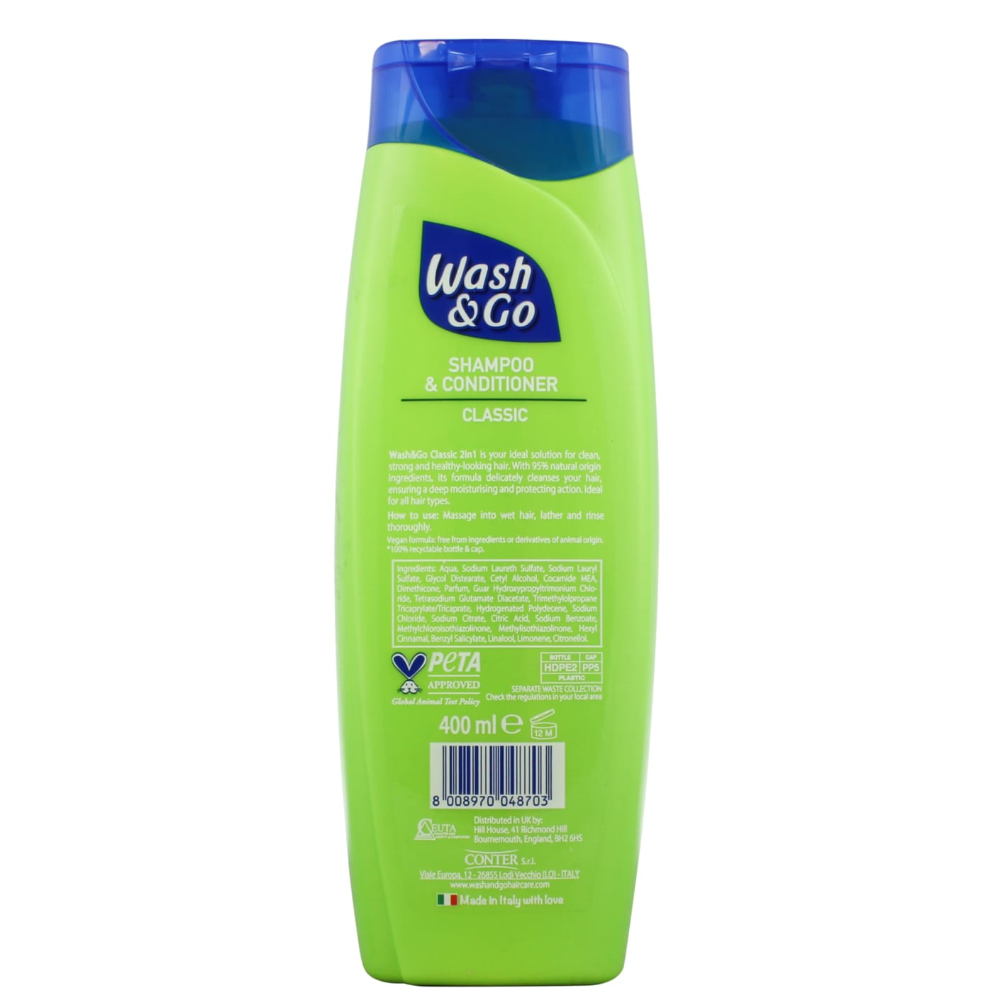 WASH&GO 400ML S/POO&COND 2IN1 CLASSIC