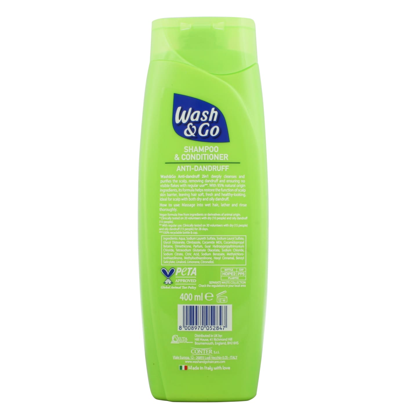 WASH&GO 400ML S/POO&COND 2IN1 ANTI DAND