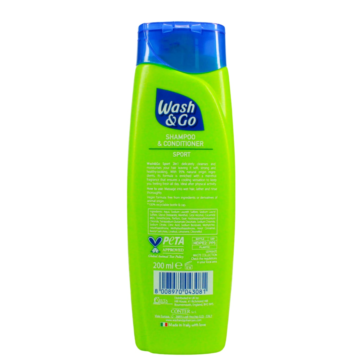 WASH&GO 2IN1 200ML S/POO&COND SPORT