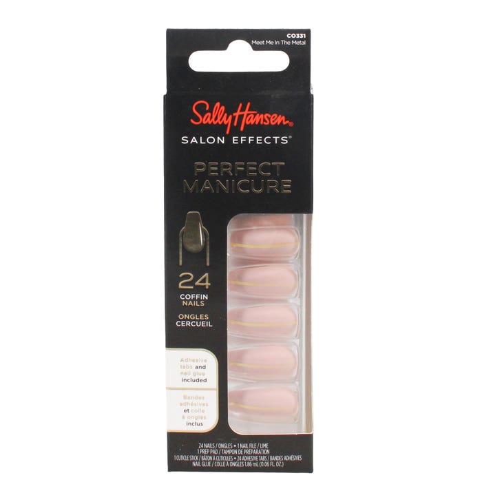 SALLY HANSEN SALON EFFECTS FALSE NAILS COFFIN MEET ME IN THE METAL