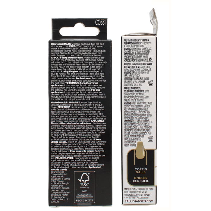 SALLY HANSEN SALON EFFECTS FALSE NAILS COFFIN MEET ME IN THE METAL