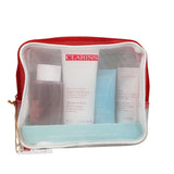 CLARINS HEAD TO TOE MOISTURISING ESSENTIALS TRAVEL SET 6PC (100ML MOISTURE-RICH BODY LOTION, 30ML HAND & NAIL CREAM, 50ML 1 STEP CLEANSER, 15ML BEAUTY FLASH BALM, 30ML HYDRA-ESSENTIAL SILKY CREAM, 3ML EYE CONTOUR GEL & BAG)